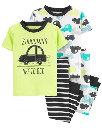 Toddler 4-Piece Cars 100% Snug Fit Cotton Pajamas, 