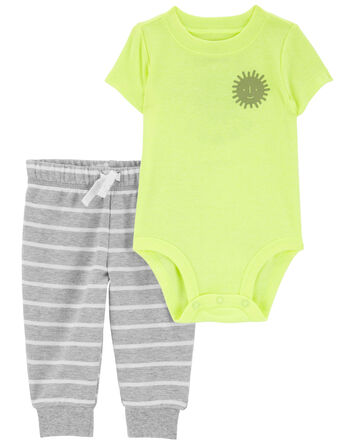 Baby 2-Piece Neon Sun Bodysuit Pant Set, 