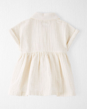 Baby Organic Cotton Button-Front Dress in Cream, 