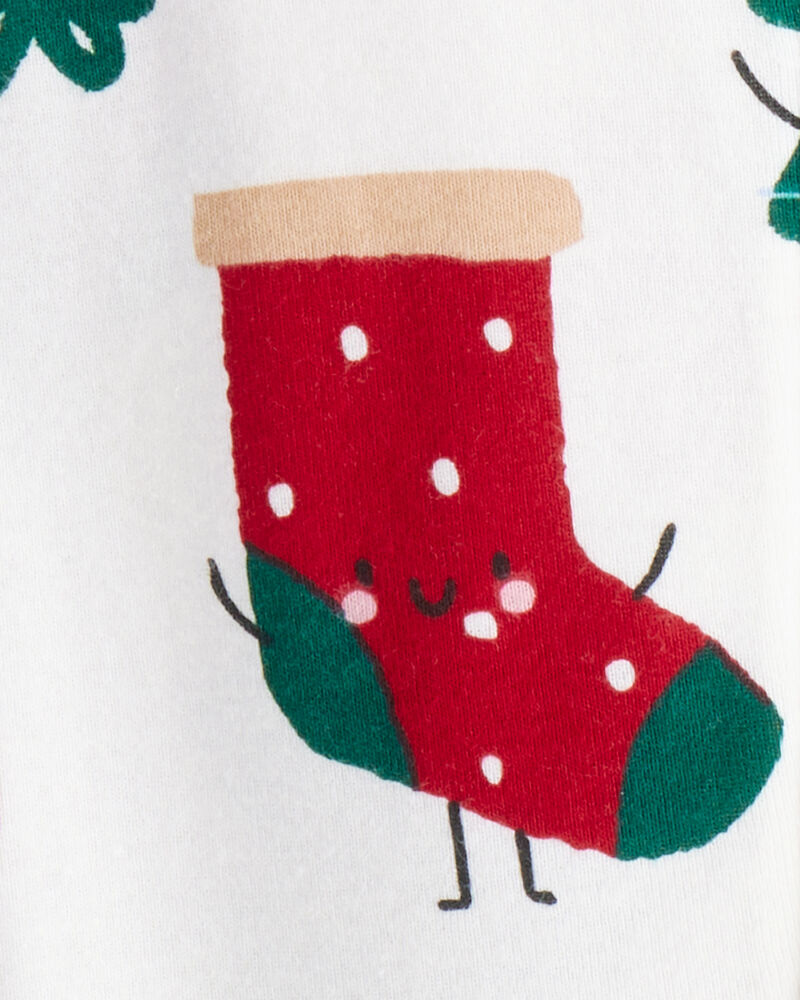 Baby Christmas Print 100% Cotton Long-Sleeve 2-Way Zip 1-Piece Pajamas, image 3 of 4 slides