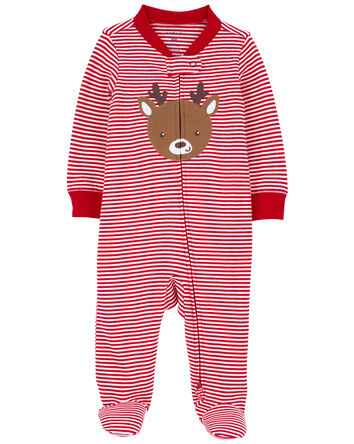 Reindeer 2-Way Zip Cotton Sleep & Play Pajamas, 