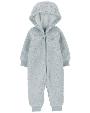 Baby Hooded Sherpa Jumpsuit, 