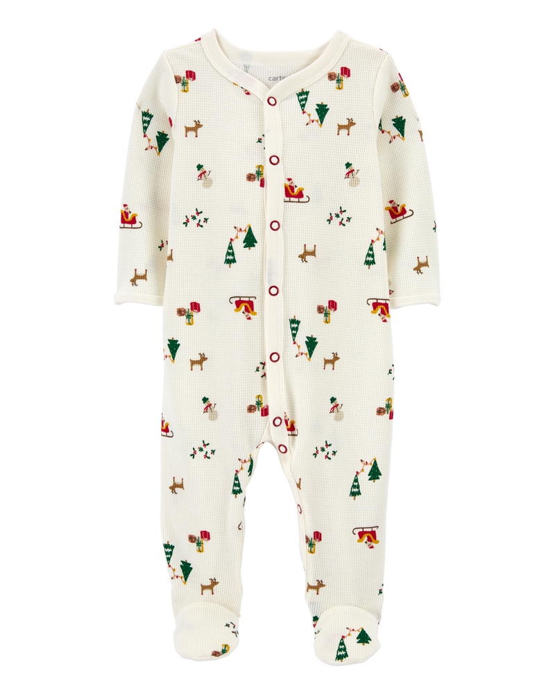 Baby Christmas Snap-Up Thermal Sleep & Play Pajamas, image 1 of 3 slides