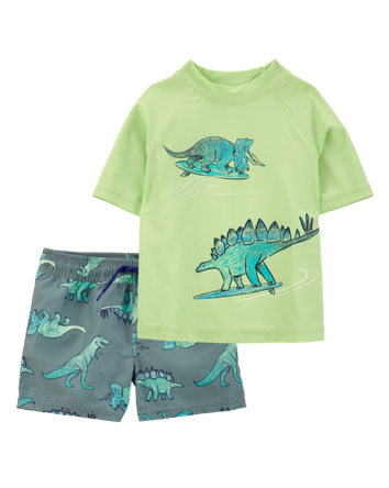 Toddler 2-Piece Dinosaur Rashguard & Swim Trunk Set, 