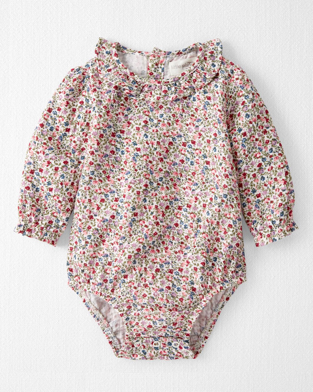 Floral Print Baby Organic Cotton Gauze Floral Bodysuit