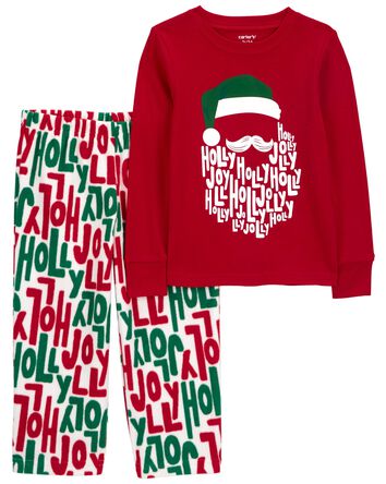 Toddler 2-Piece Holly Jolly Christmas Cotton & Fleece Pajamas, 