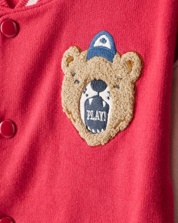 Toddler Boy Bear Long-Sleeve Varsity Fashion Jacket - Red, 
