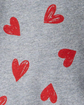 Baby Girl Heart Print Long-Sleeve Graphic Bodysuit - Grey, 