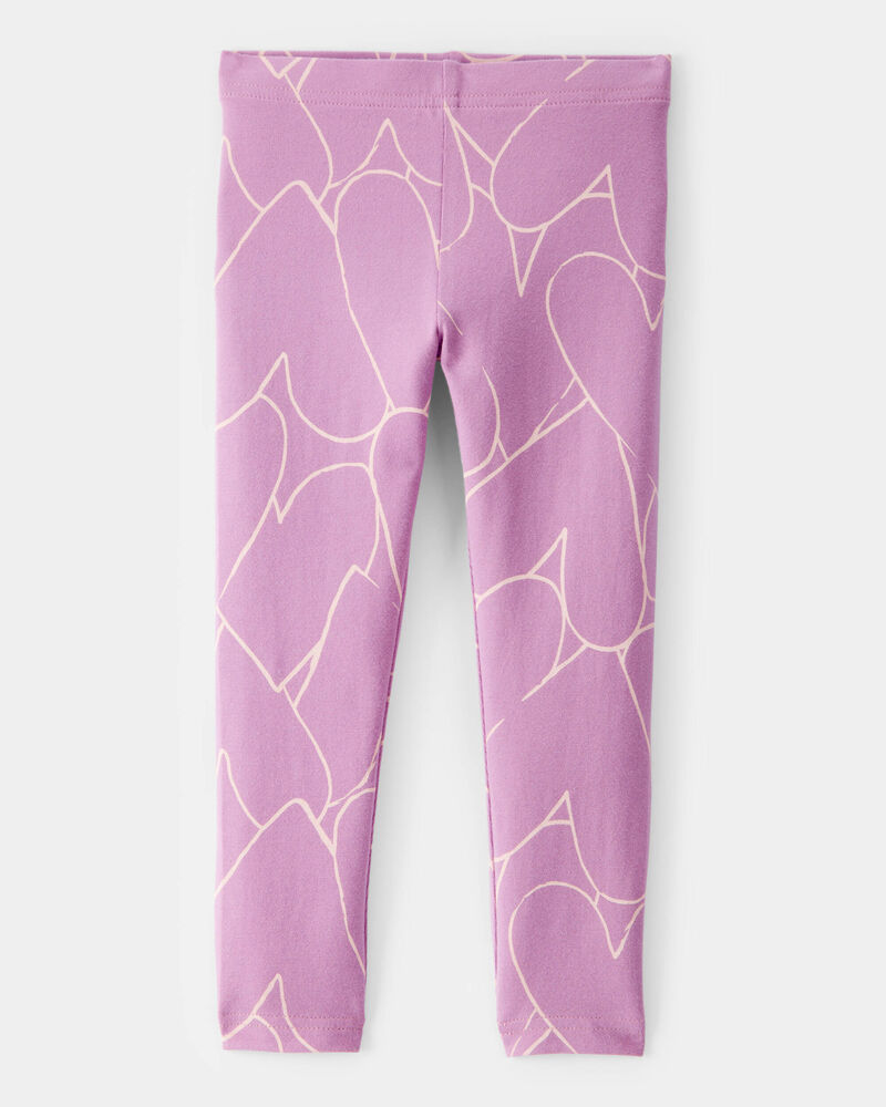Toddler Girl Cotton Heart Stretch Leggings - Purple, image 1 of 4 slides