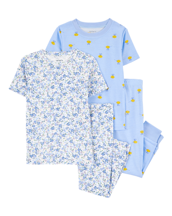 Toddler 4-Piece Floral Cotton Pajamas, 