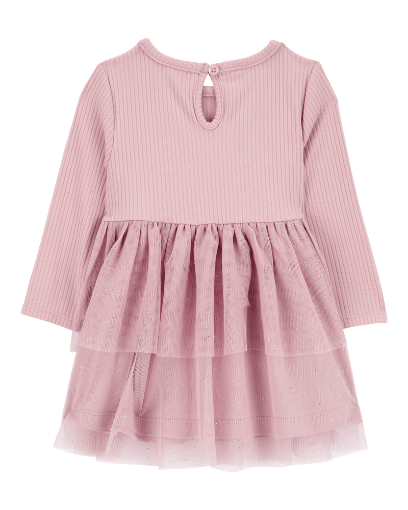 Baby Ribbed Tulle Holiday Dress, image 2 of 5 slides