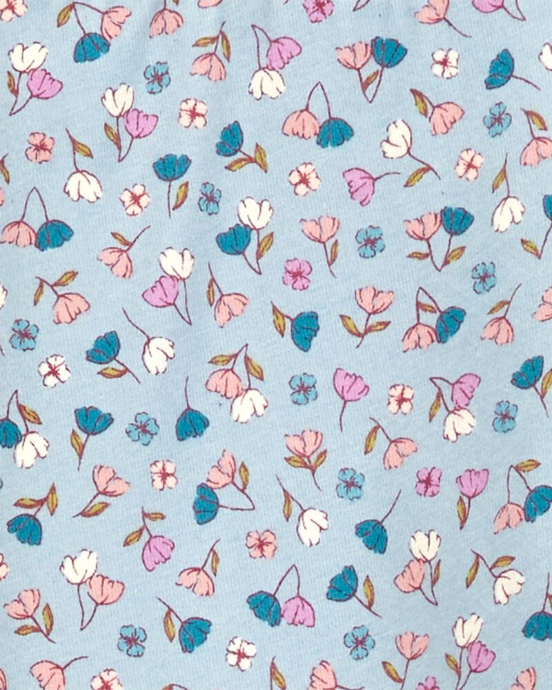 Kid Floral Stretch Leggings - Blue, image 3 of 5 slides