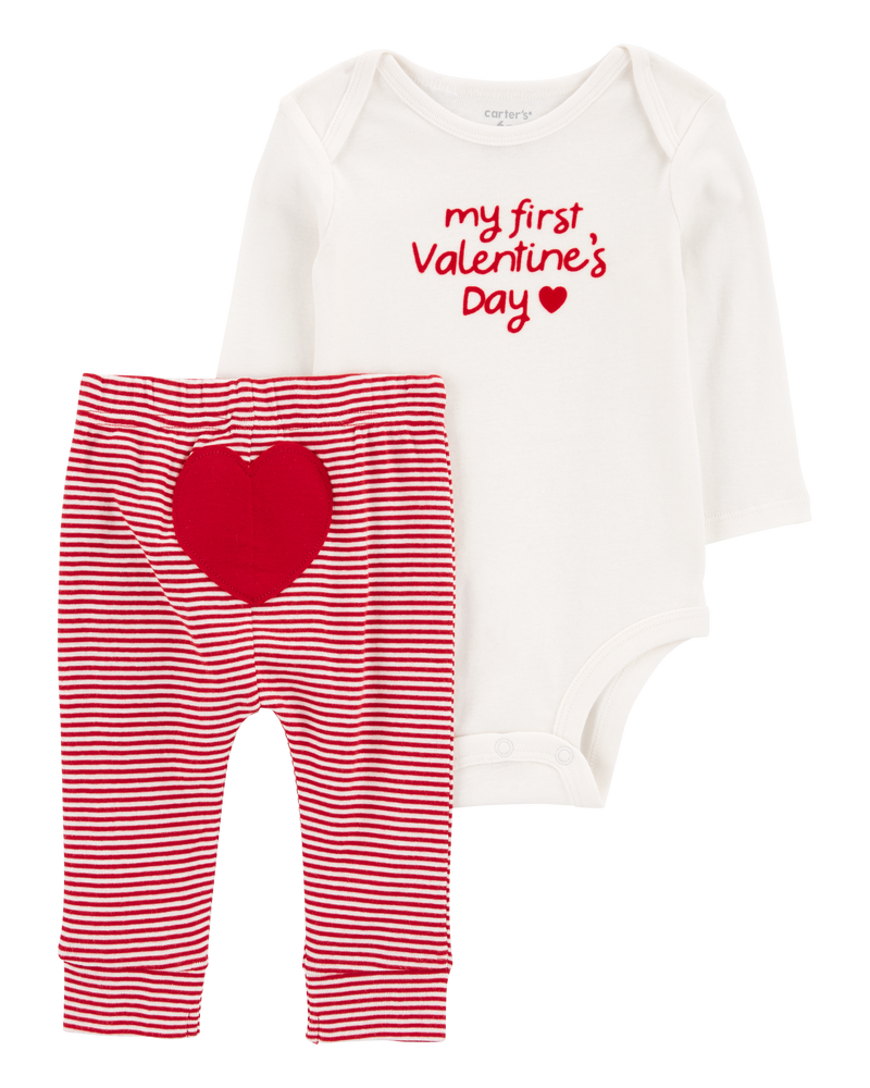 Baby 2-Piece My First Valentine's Day Bodysuit Pant Set, image 1 of 9 slides