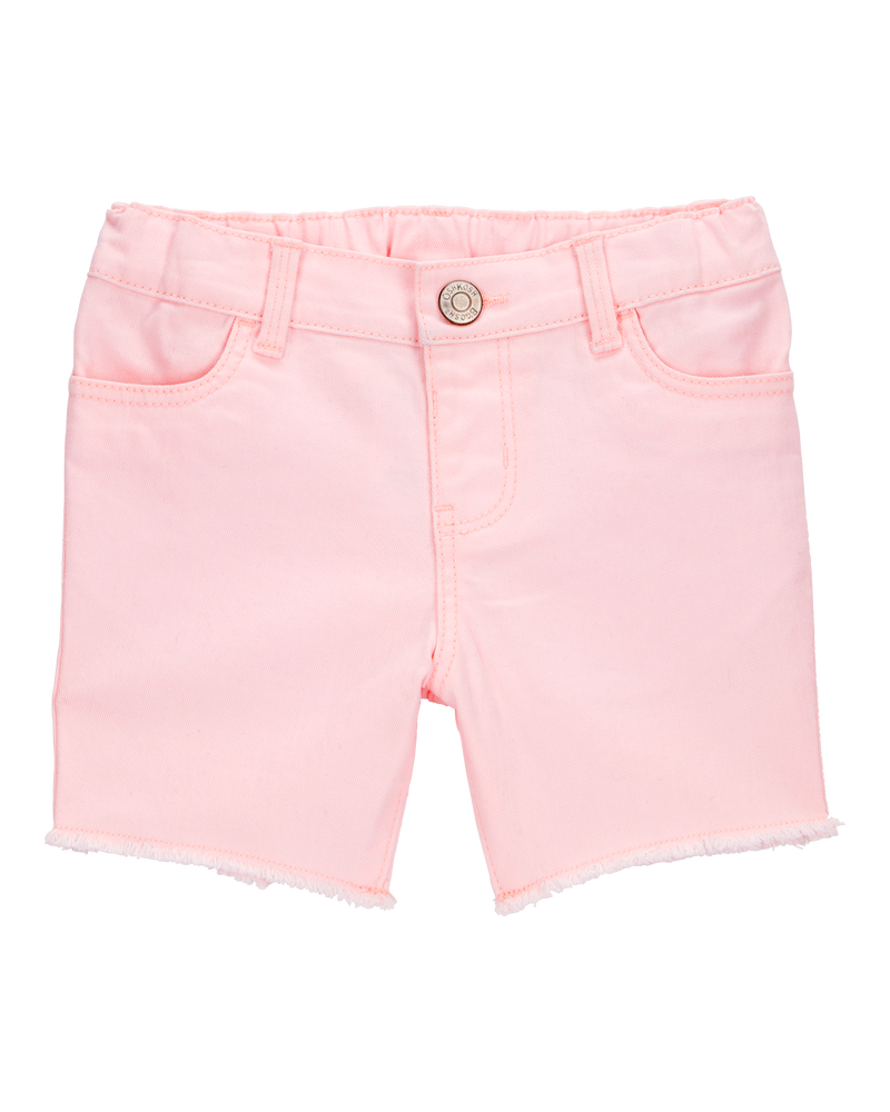 Toddler Iconic Denim Shorts: Frayed Hem - Pink, image 1 of 6 slides