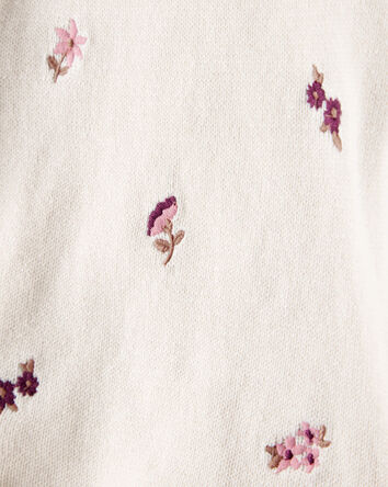 Baby Girl 2-Piece Floral Embroidered Short-Sleeve Top & Short Set - Cream, 