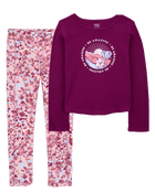 Kid 2-Piece Waffle Knit Thermal Top & Leggings Set, image 1 of 7 slides