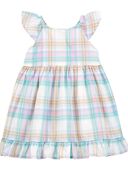 Multi - Baby Plaid Flutter Babydoll Dress