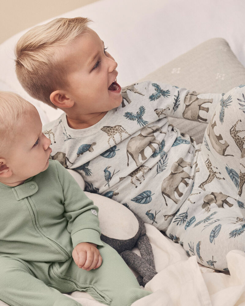 Kid Safari Print Organic Cotton 2-Piece Pajamas, image 4 of 5 slides