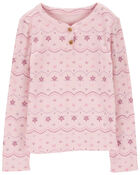 Toddler Fair Isle Knit Long-Sleeve Fashion Top - Pink, image 1 of 3 slides