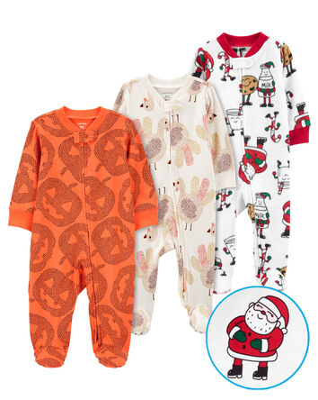 Baby 3-Pack Holiday Sleep & Play Pajamas, 