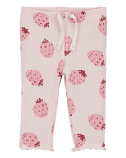 Baby Strawberry Pull-On Ribbed Pants, image 1 of 4 slides