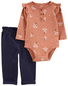 Baby 2-Piece Floral Bodysuit Pant Set, image 1 of 4 slides