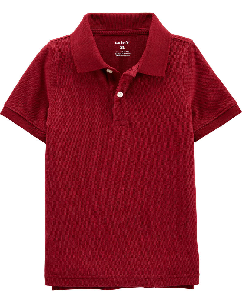 Toddler Burgundy Piqué Polo Shirt, image 1 of 3 slides