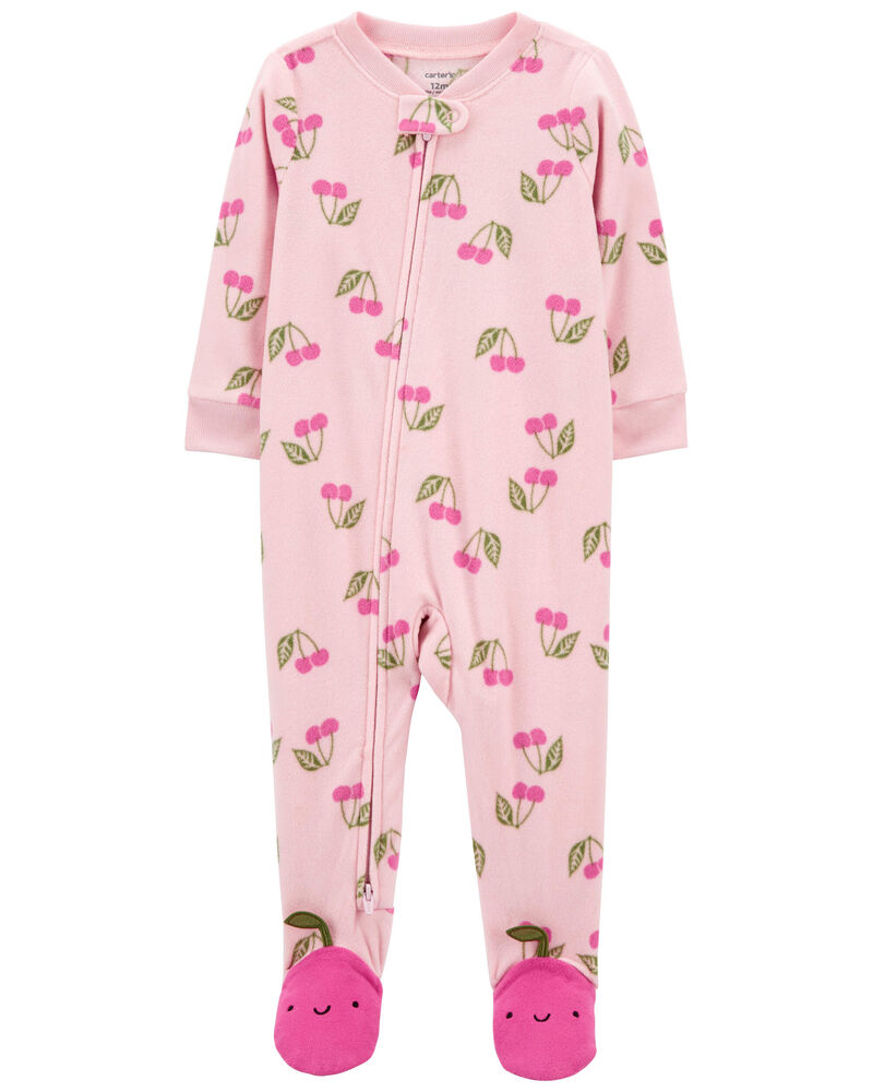 Toddler 1-Piece Cherry Fleece Footie Pajamas, image 1 of 5 slides