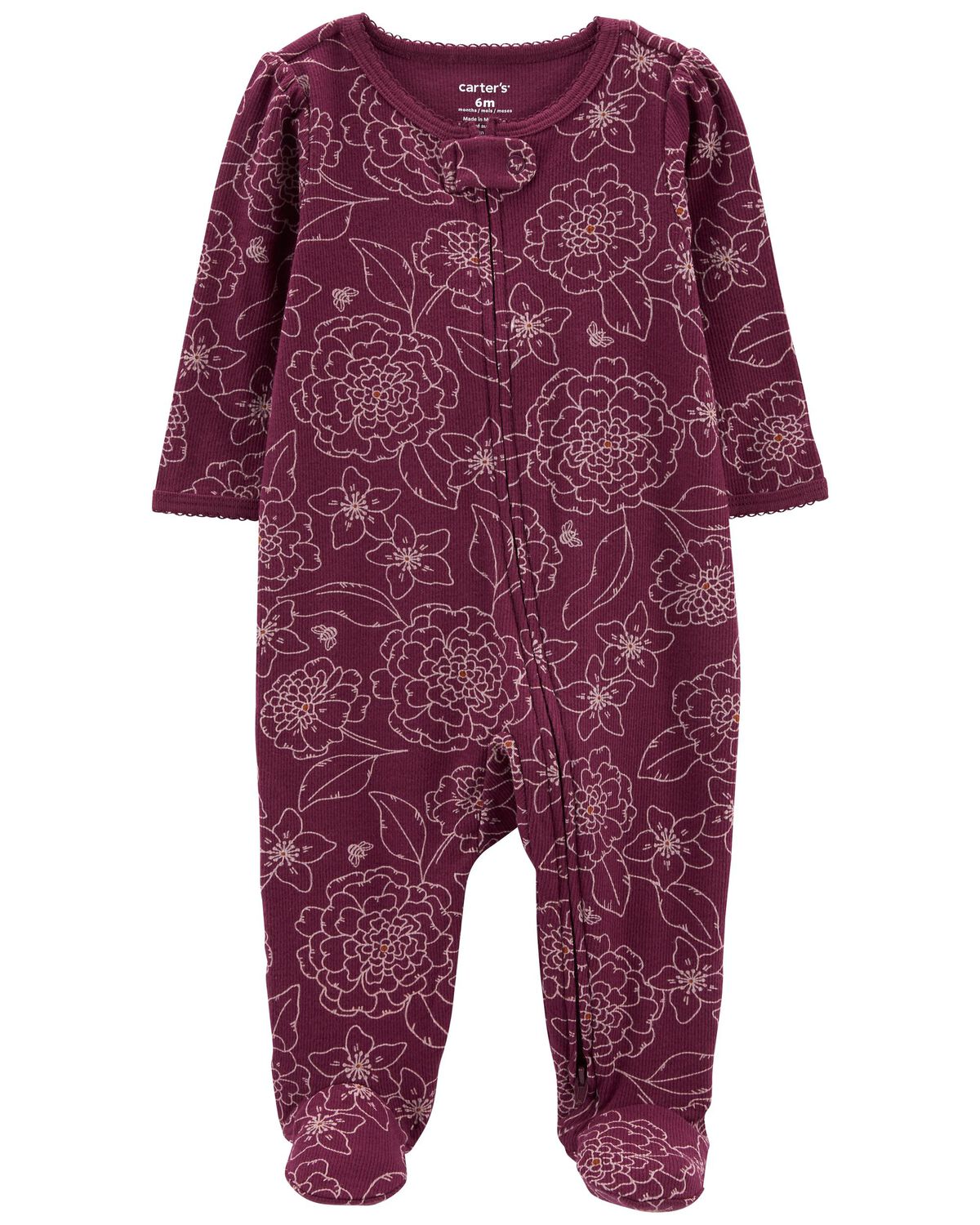 Purple Baby 1Piece Floral Sleep & Play Pajamas