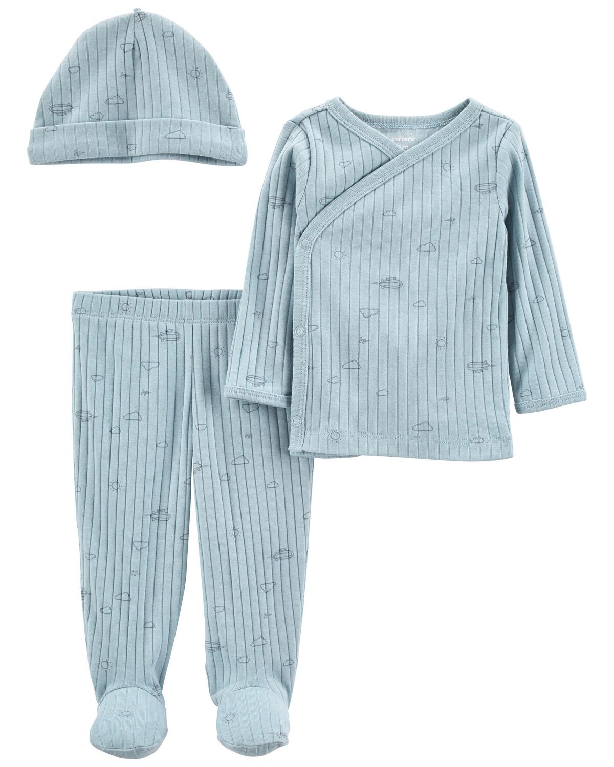 Blue Baby 3Piece SideSnap Top & Pant Set