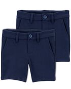 Toddler 2-Pack Ponte Knit Uniform Shorts, image 1 of 3 slides