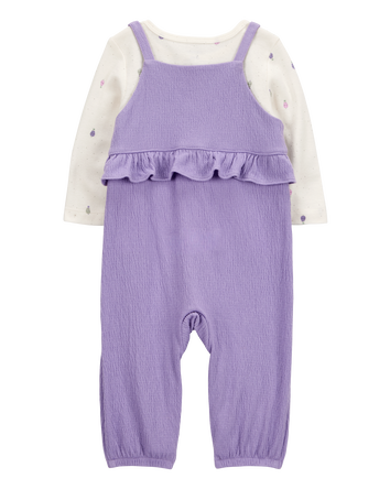 Baby 2-Piece Long-Sleeve Tee & Coverall Set - Purple, 