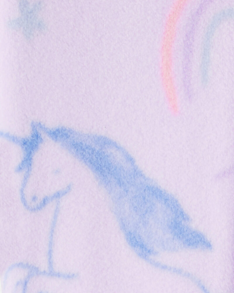 Toddler Girl Unicorn Print Loose Fit Long-Sleeve 2-Way Zip 1-Piece Pajamas - Purple, image 3 of 4 slides
