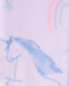 Toddler Girl Unicorn Print Loose Fit Long-Sleeve 2-Way Zip 1-Piece Pajamas - Purple, image 3 of 4 slides