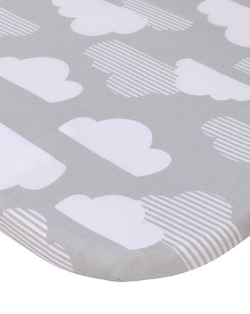Skip Hop Cozy-Up 2-in-1 Bedside Sleeper 100% Cotton Fitted Bassinet Sheet - Grey & White Clouds, 