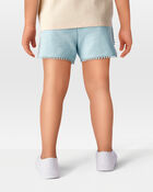 Toddler 2-Piece Floral Ribbed Tank Top & Pom Pom Dolphin Shorts Set - Turquoise, image 7 of 7 slides