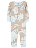 Khaki - Toddler 1-Piece Floral 100% Snug Fit Cotton Footless Pajamas