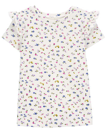 Toddler Ivory Floral Flutter Top, 