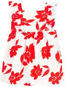 White/Red - Toddler Floral Flutter Dress