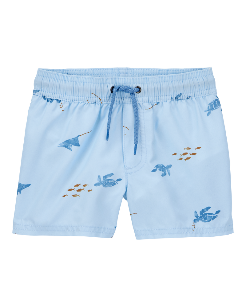 Toddler Boy Sea Creatures Swim Trunks - Blue, image 1 of 4 slides