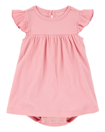 Baby 2-Piece Bodysuit Dress & Cardigan Set - Pink/Ivory, 