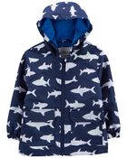 Toddler Shark Color-Changing Rain Jacket, image 1 of 5 slides