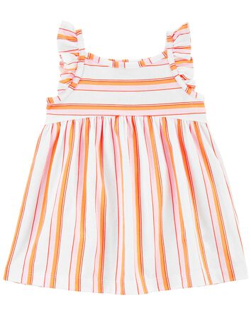 Baby 2-Piece Orange Striped Dress and Diaper Cover Set, 