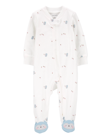 Baby Girl Owl 2-Way Zip Cotton Sleep & Play Pajamas, 