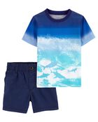 Toddler 2-Piece Beach Print Ombre Tee & Stretch Chino Shorts Set
, image 1 of 5 slides