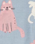 Toddler Girl 1-Piece Cat Print 100% Snug Fit Cotton Footie Pajamas, image 3 of 5 slides