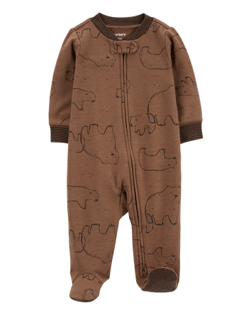 Baby Polar Bear 2-Way Zip Cotton Blend Sleep & Play Pajamas, 