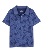 Kid Leaf Print Short-Sleeve Polo - Navy, image 1 of 3 slides