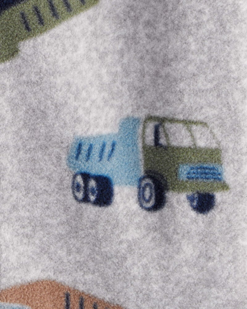 Baby Boy Construction Truck Print Loose Fit Long-Sleeve Sleep & Play Pajamas - Grey, image 3 of 4 slides