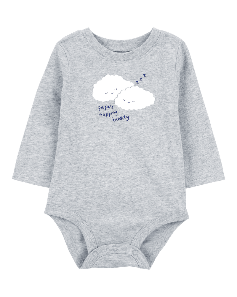 Baby 'Papa's Napping Buddy' Cloud Long-Sleeve Bodysuit, image 1 of 3 slides
